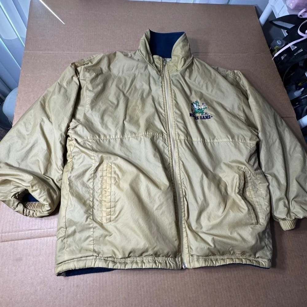 Vintage Notre Dame Fighting Irish Pro  Player Fleece reversible Jacket Mens‎ Med